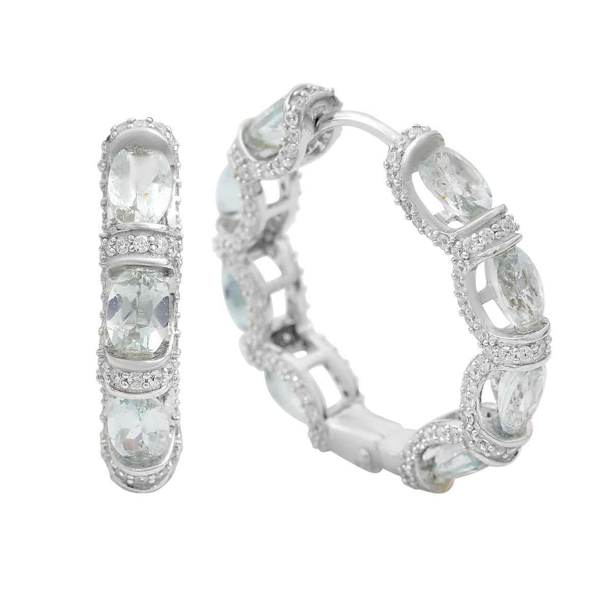 

Серебряные серьги с натуральным топазом 11.8ct, фианитами (2207047) небо синє світло кольору