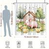 Pig & Chickens Shower Curtain - Farm Scene, Polyester, 12 Hooks, 70.8x70.8 Inches, Washable