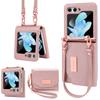 Custodia Vietao per Samsung Galaxy Z Flip 7, Portafoglio Portacarte in Pelle per Donna con Laccetto da Polso per Galaxy Z Flip 6, Oro Rosa