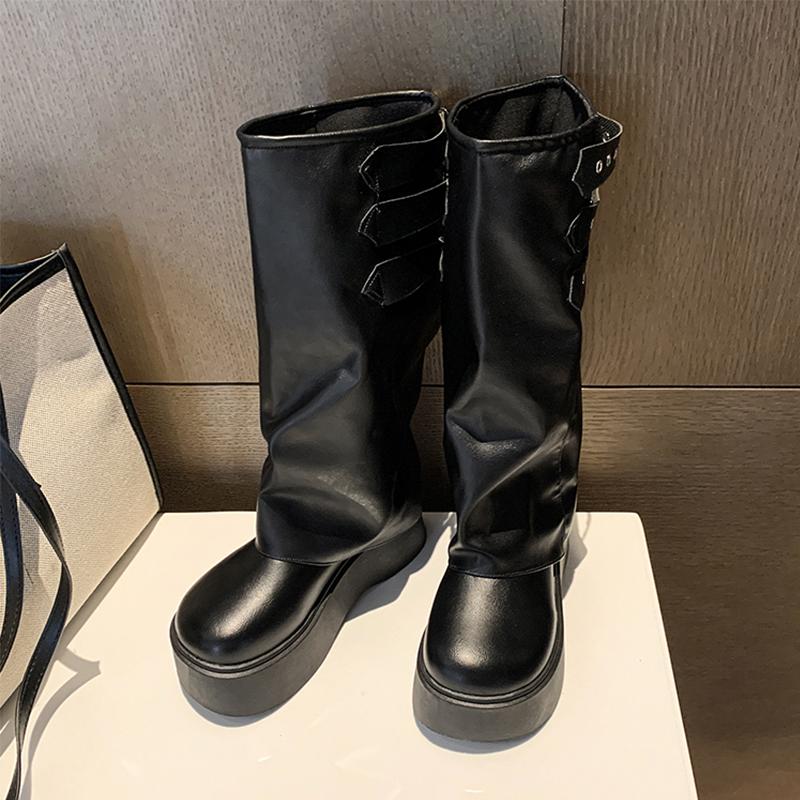 High Boots Women Platform Fashion Designer Shoes Casual Dress Woman's Boots 2025 Brand Walking Goth Knee High Botas De Mujer