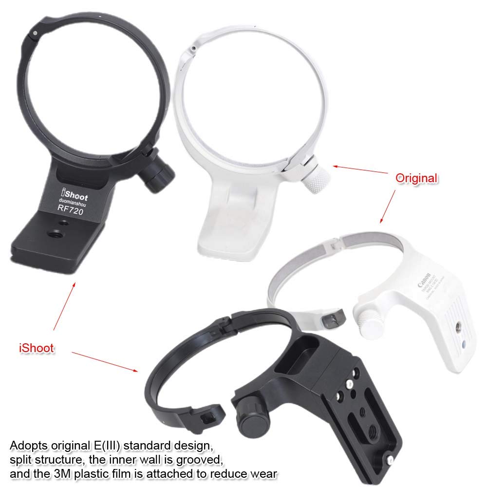 iShoot CNC Camera Tripod Mount Tripod Mount Lens Support Lens Bracket Tripod Socket for Canon RF IS USM Quick Release Plate with Screw Holes at the