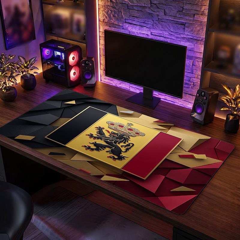 Belgium Football Crest Mouse Pad, Extended Non Slip Rubber Desk Mat for Gaming Office Laptop Fan Gift