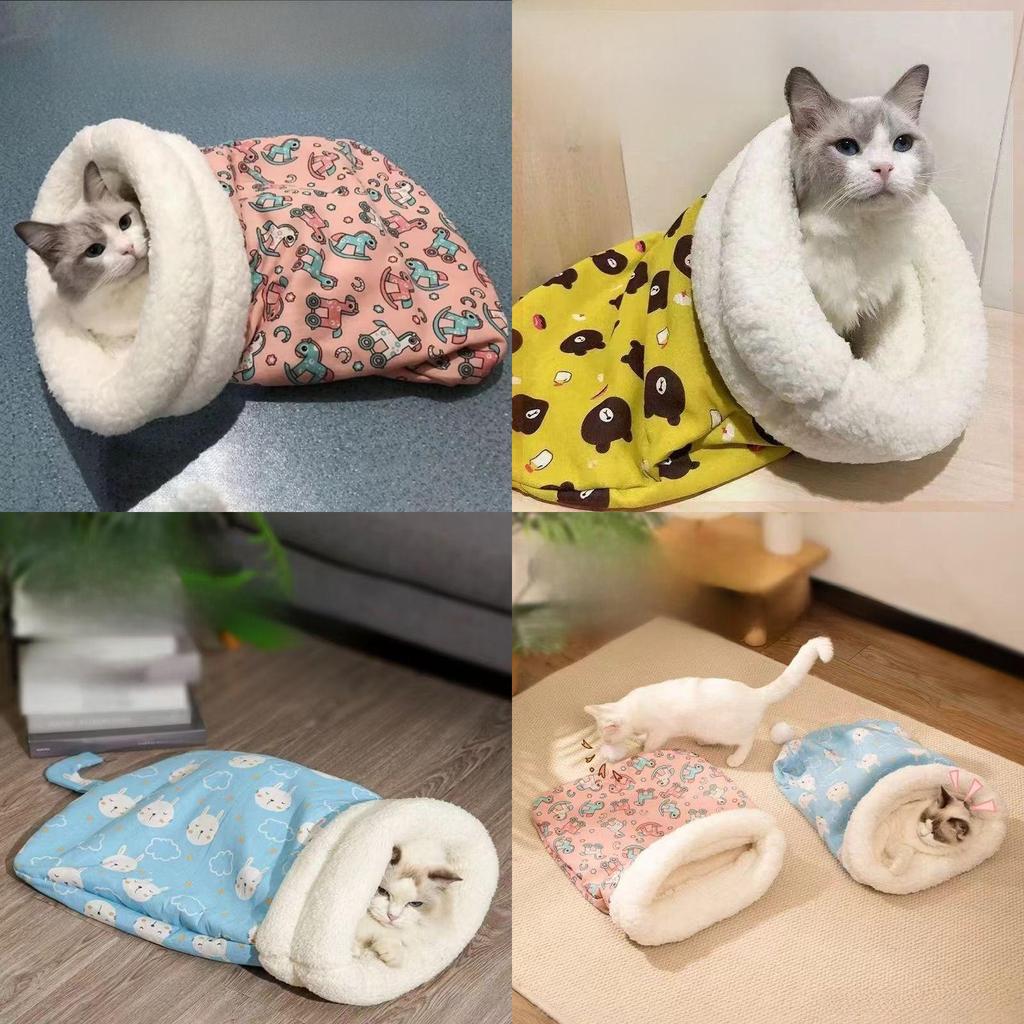 Cat Bed Winter Enclosed Plush Blanket With Warmth For Indoor Outdoor Use