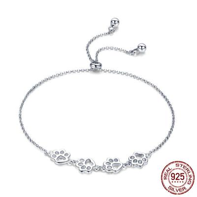 Silver Jewelry Bracelet for Women European and American New Style S925 Cute Pet Paw Print Fashion Silver Bracelet