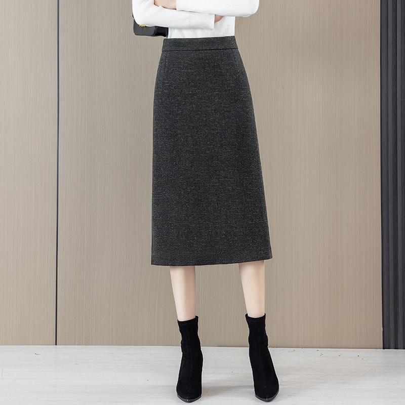 Woolen High-Waist A-line Midi Skirt for Women - Spring/Autumn 2025 Collection
