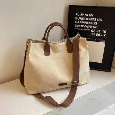 Solid Color Large Capacity Canvas Bag for Women High Quality Light Luxury Concise Elegant Designer Crossbody Bag