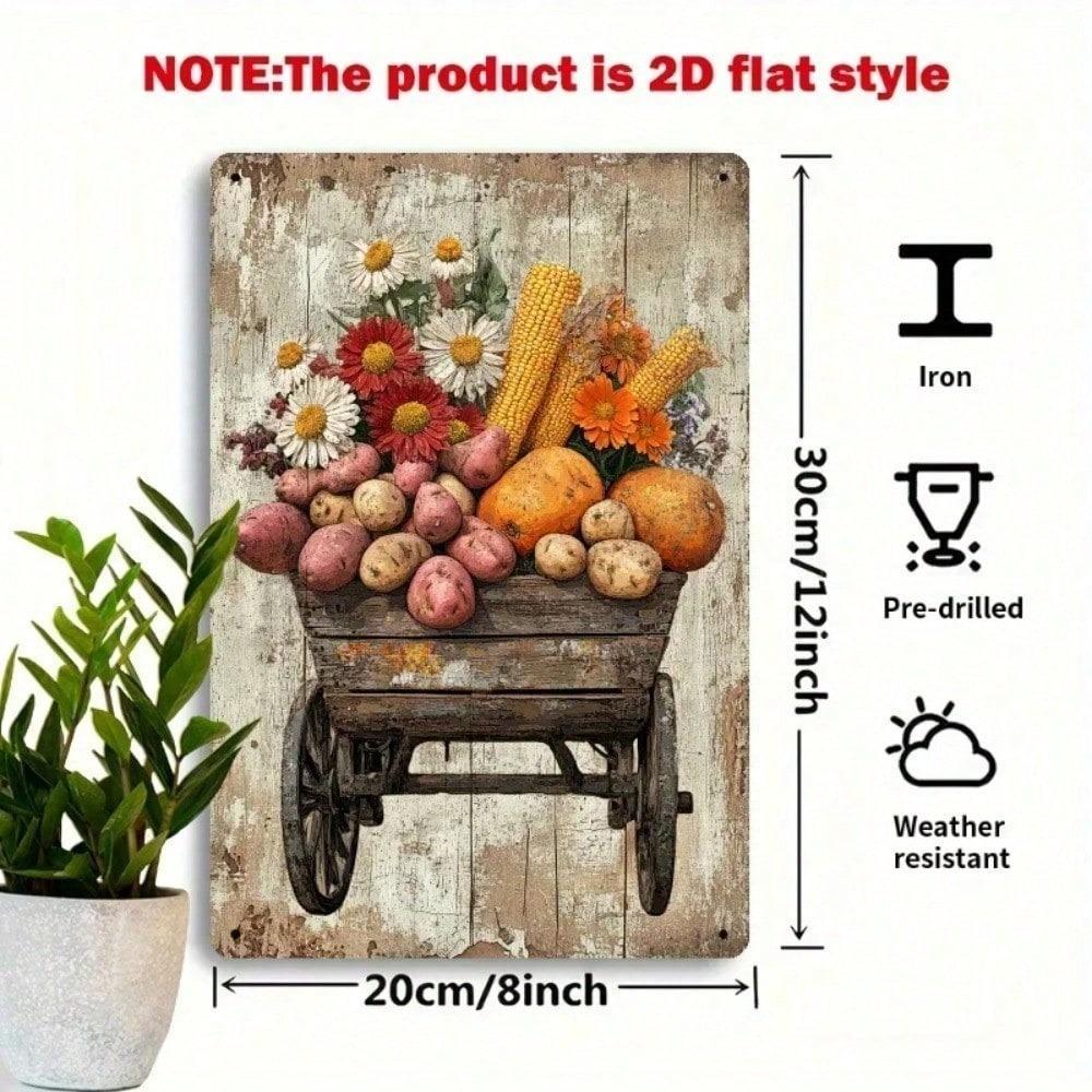 Metal Wall Art Vtg Retro Farmhouse Harvest Vegetable Kitchen Decor