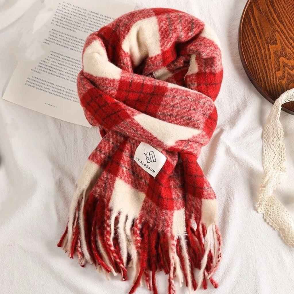 New Christmas Scarf Women's Versatile White Imitation Cashmere Elk Scarf New Red Scarf
