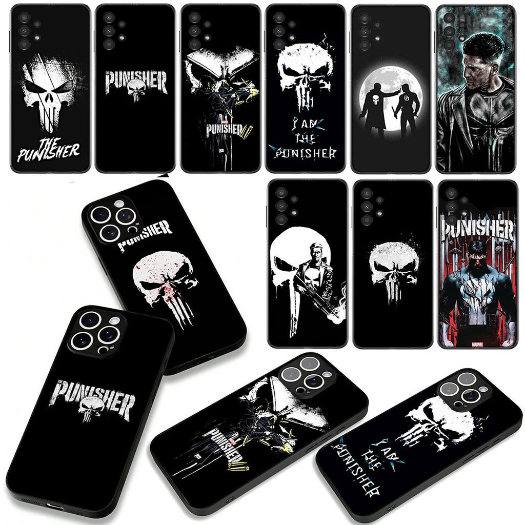 for Apple iPhone 16 15 14 Plus 13 12 Mini 17 Pro Max + ProMax 16E Air 15+ Phone Cover Case Marvel The Punisher Casing