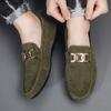 Classic Retro Green Men's Loafers Shoes Flats Handmade Suede Moccasin Casual Shoes Men Slip-on Driving Footwear mocasines hombre