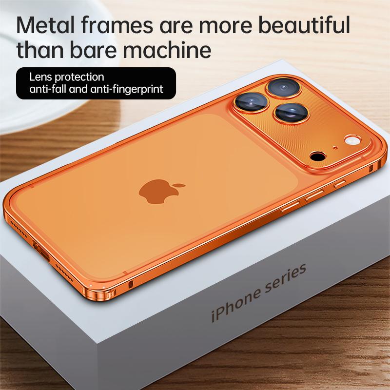 Luxusní kovový rámeček pouzdra na telefon pro iPhone 17 16 15 14 Pro Max 14 15 Plus 16pro Rámeček pro demontáž spony Kryt s ochranou objektivu