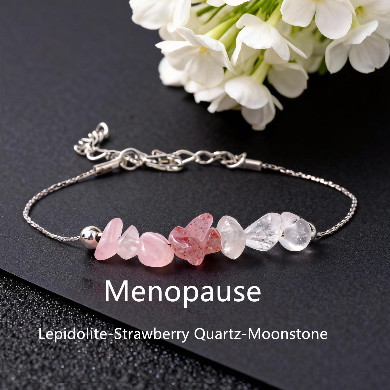 

Festive Gifts Rose Quartz Strawberry Quartz And Clear Quartz Chip Bracelet Delicate Fashion Jewelry For Women Daily Wear Simple Versatile Accessory