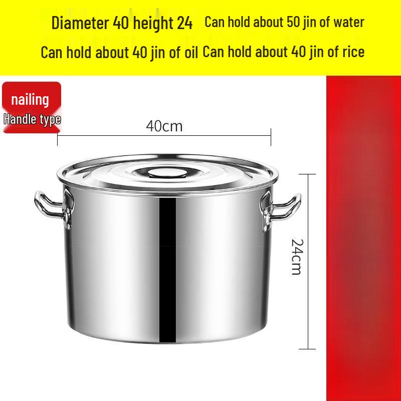 JPHZNB Large Capacity Stainless Steel Round Pot with Lid