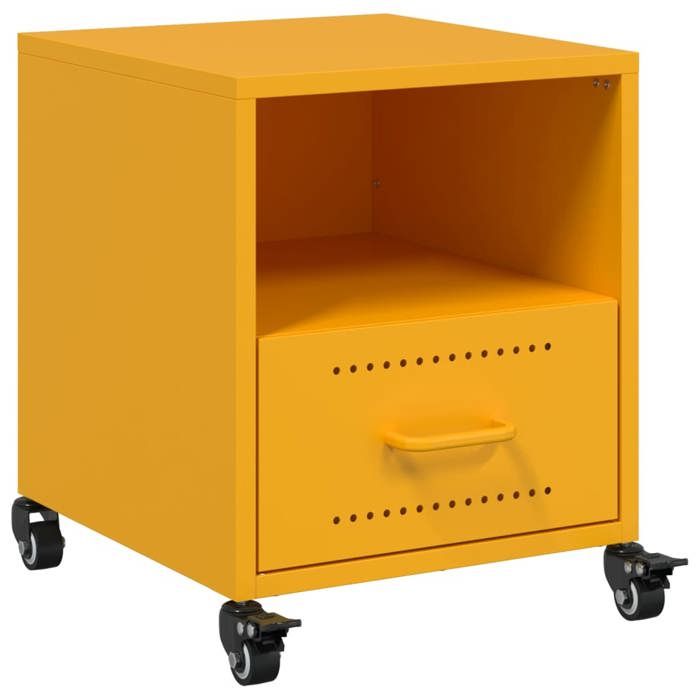 VidaXL Table de chevet jaune moutarde 36x39x43,5 cm acier, armoire, meubles de chambre à coucher, support de téléphone, 846710