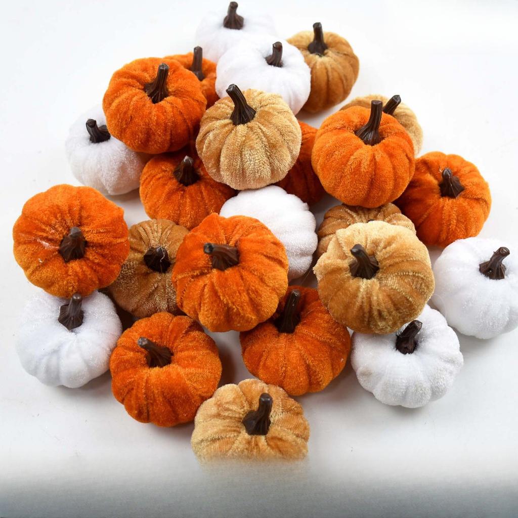 Aksamitne Sztuczne Dynie Ozdoby Halloweenowa Impreza Kolacja Dziękczynna Dekoracja Stołu Jesień Jesienna Domowy Rękodzieło DIY Wianek