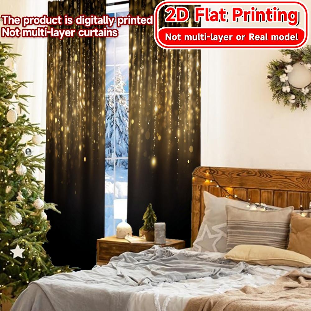 2D Flachdruck 2 Stück Goldener Neujahr Beliebte Kreative Vorhänge Garnvorhänge Art Deco Festlich Geeignet für Schlafzimmer