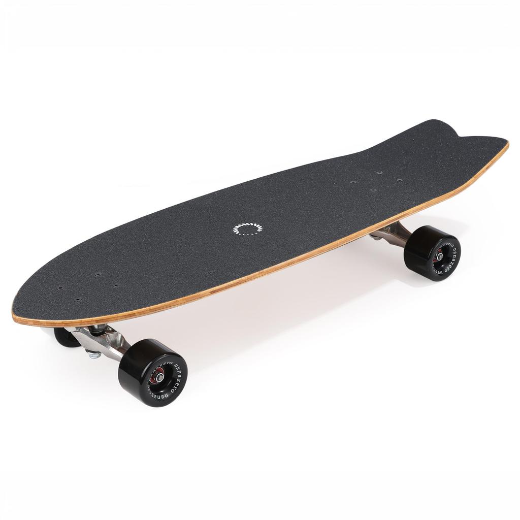 Nanazero Surf Skateboard Fish Bamboo Deck Black 31"