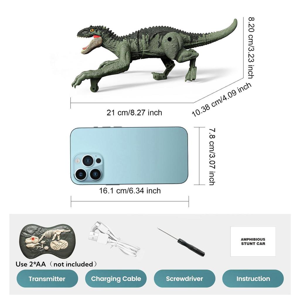 2.4GHz Remote Control Dinosaur, Simulation Walking Velociraptor Robot Toy, Electronic RC Dinosaur Toys, Gift for Boys Girls