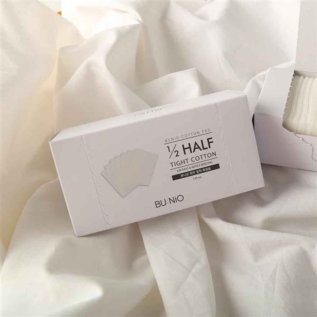 Viewnio Half-Adhesive Cotton Pads 120 Sheets x 4 Packs, Domestically Made, Pure Cotton