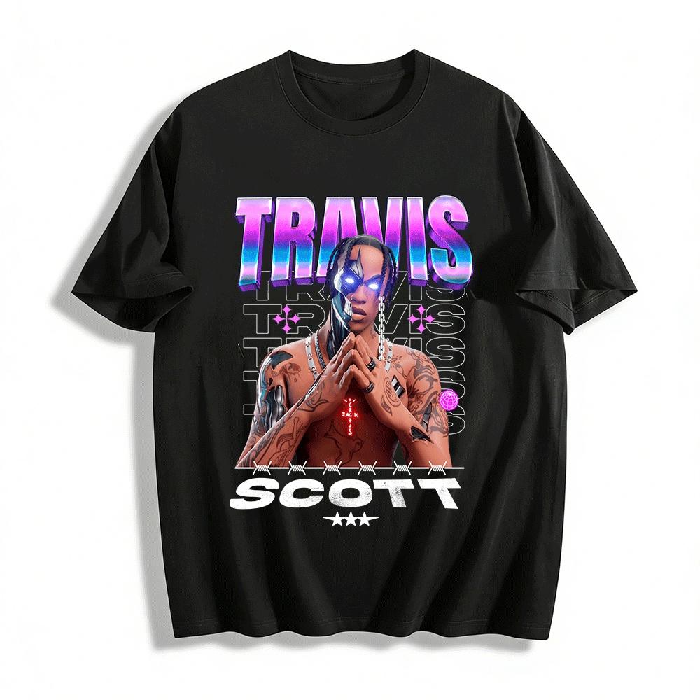 Cyber Style Travis Themed Printed Trendy Loose Casual T-Shirt Pure cotton T-shirt XXS