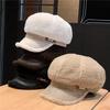 Women Lamb Fleece Duckbill Hats Thicken Warm Octagonal Newsboy Beret Cap Cold-proof Plush Artist Painter Caps Fashion New Style