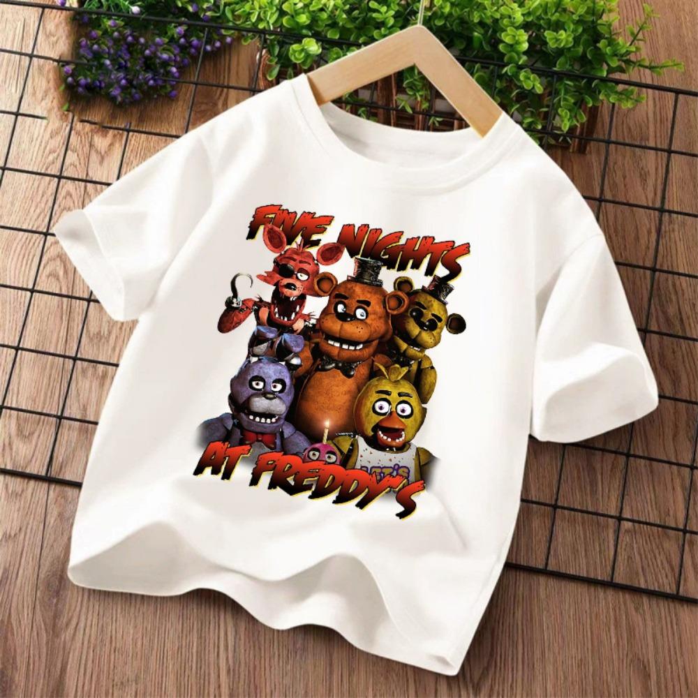Nowe Koszulki Dziecięce Five Nights At Freddys T-shirt z Graficznym Rysunkiem FNAF Dziecięce Codzienne Sportowe Koszulki z Krótkim Rękawem Ubrania dla Dzieci