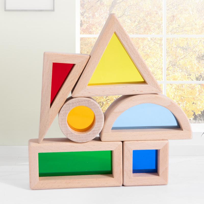 

Children S Enlightenment Early Education Puzzle Shape Color Cognition Colorful Kaleidoscope Creative Splicing Color Window Building Block Toy