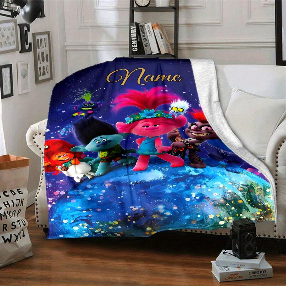 Trolls World Tour Blanket Soft And Cozy Custom Name Gift For All Holidays Home Decor Office Nap Outdoor Holiday Gift Playful Design Polyester Blanket