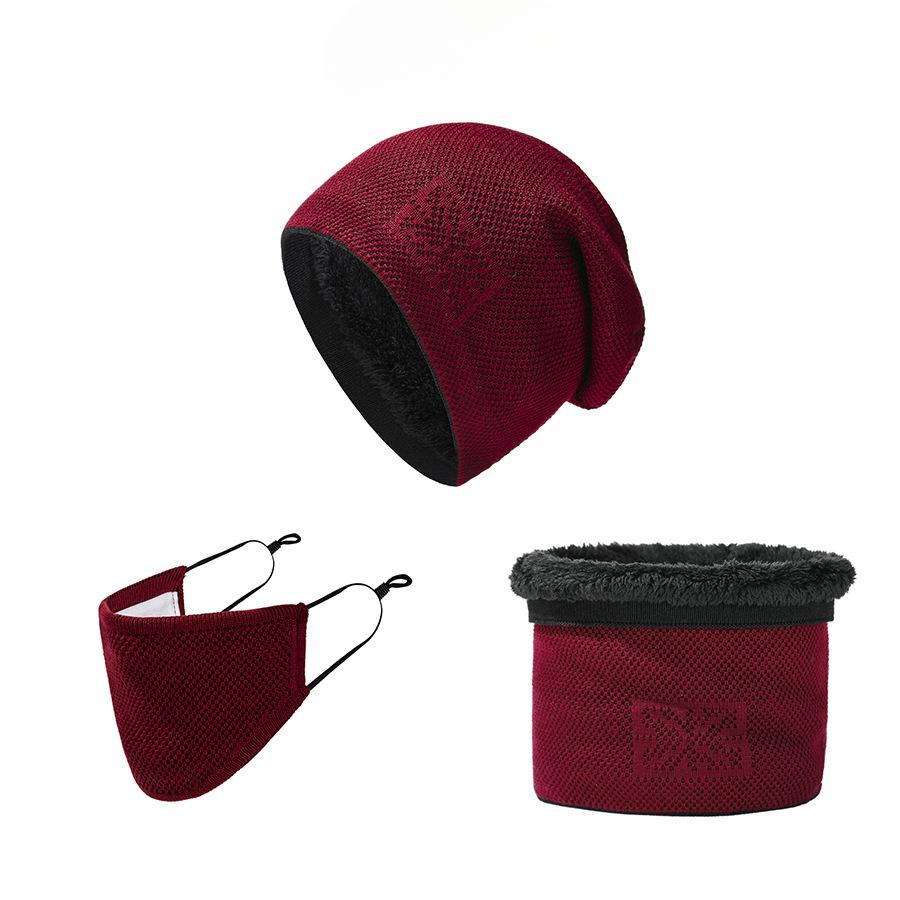 

Европейский и американский комплект из трех предметов: шапка, шарф и маска на осень и зиму с бархатом, утеплитель и средства защиты органов слуха для мужчин и женщин M（56-58cm） красный