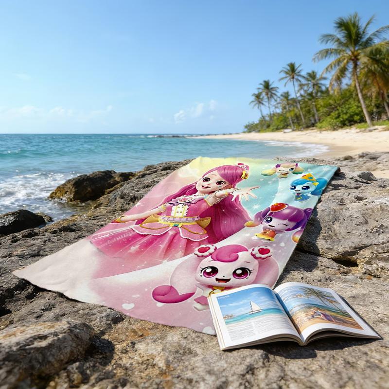 1pc Catch Teenieping Magic Sweethear (4) Beach Towel, Beach and Seaside Swimming Pool Equipment, Fashion Pattern, Rectangular, Travel Essentials