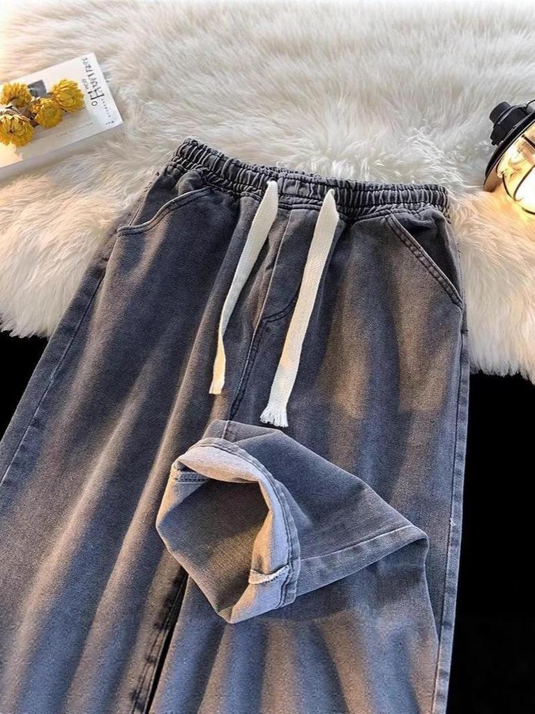 Men's High-End Retro Straight-Leg Elastic Jeans