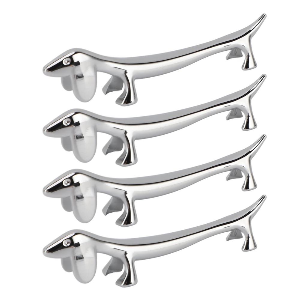 4PCS Cutlery Rest Silver Chopstick Stand Electroplated Polished Zinc Alloy Animal Shape Versatile Holder Rack for Fork