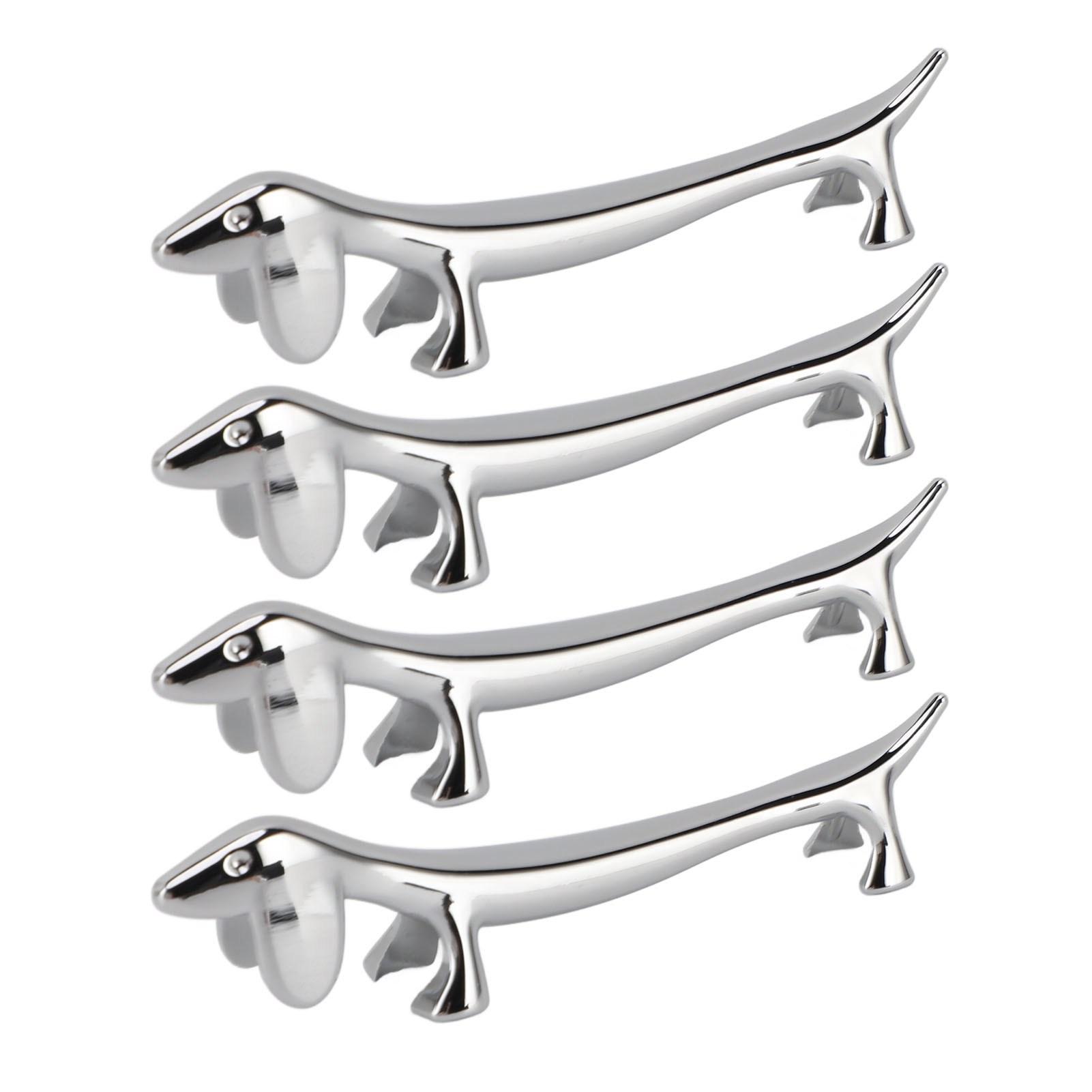 

4PCS Cutlery Rest Silver Chopstick Stand Electroplated Polished Zinc Alloy Animal Shape Versatile Holder Rack for Fork Puppy