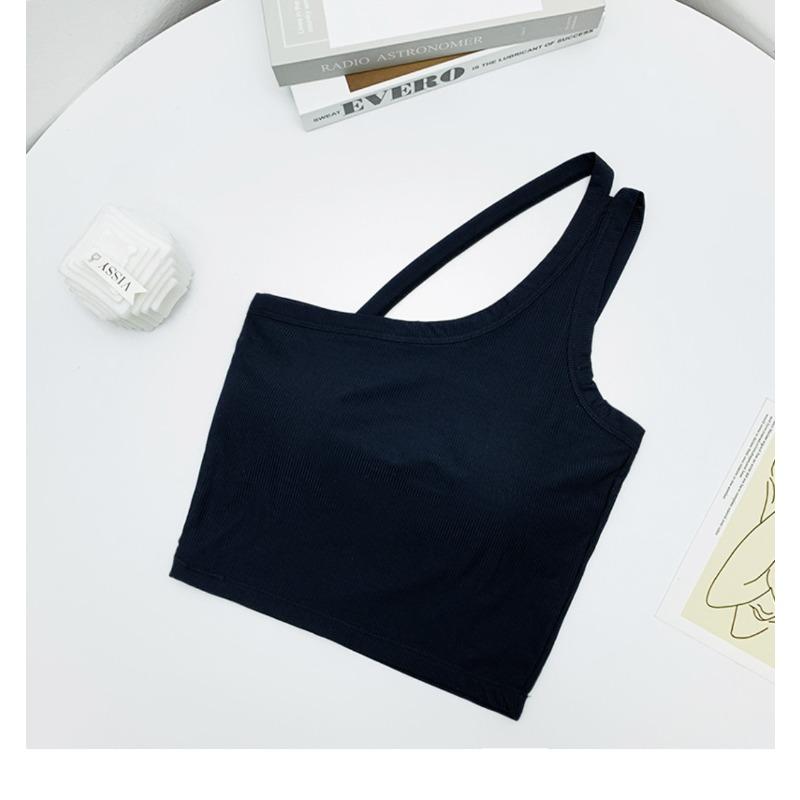 Design sense, gilet piccolo con spalla obliqua irregolare integrato con cuscinetto per il torace dall'interno all'esterno con bellissimo reggiseno estivo con clavicola posteriore