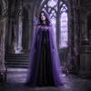 Cosplay Cloak Hooded Mesh for Adults 2 Layer Sheer Tulle Cape Gothic Witch Queen Costume Halloween Renaissance Accessories Lightweight Cape