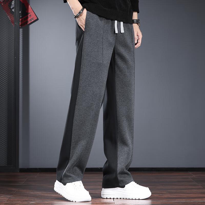 JIELEINUO Men's Colorblock Straight-Leg Sweatpants