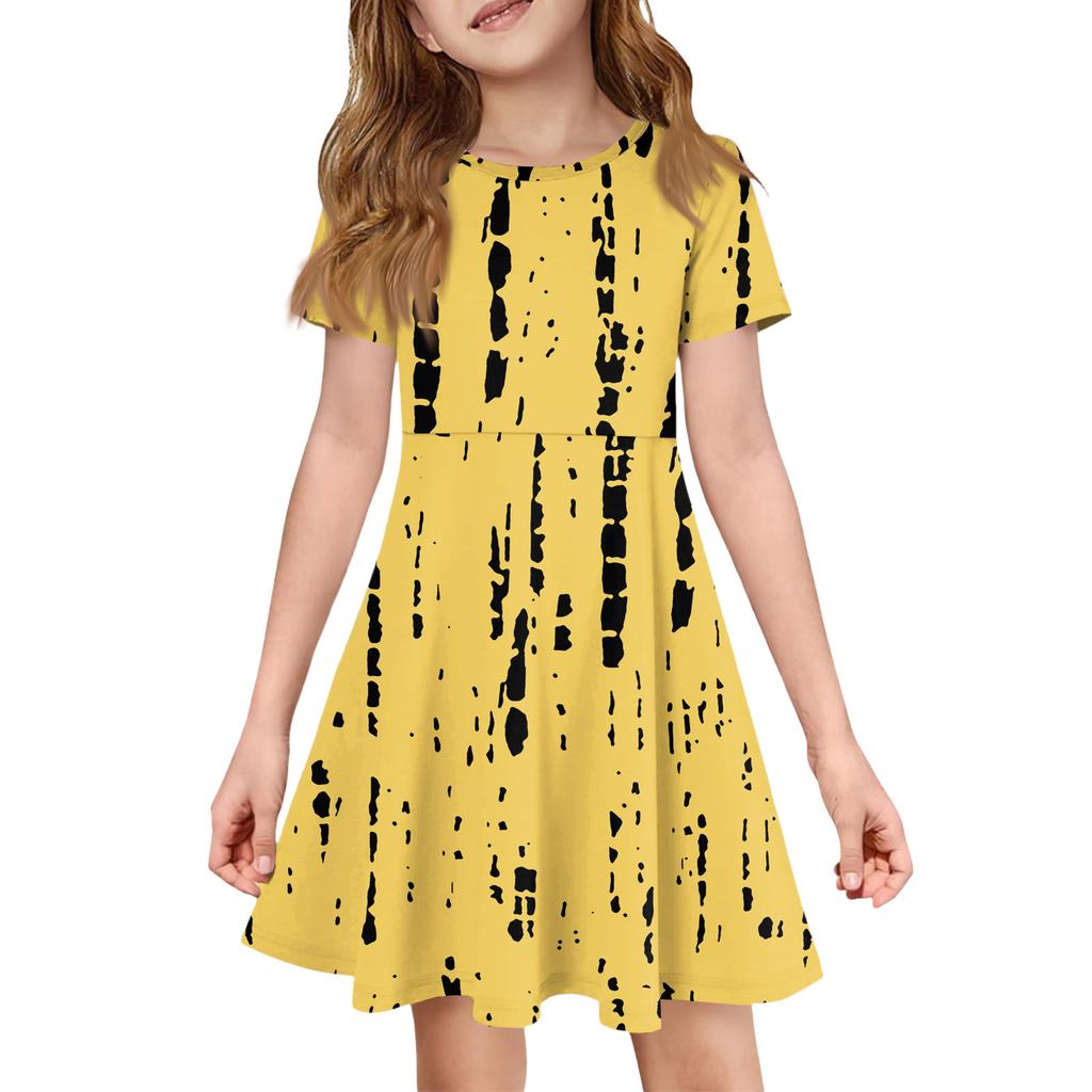 Mädchen Sommerkleid Farbe & Muster Kurzarmkleid Mit Tasche Freizeitkleid Kurze Ärmel Partykleid Ostertag