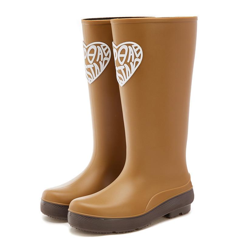 

Tall tube adult women s rain shoes fashionable non-slip rain boots outer wear creek long tube water shoes four seasons water boots camping shoes 41 коричневий