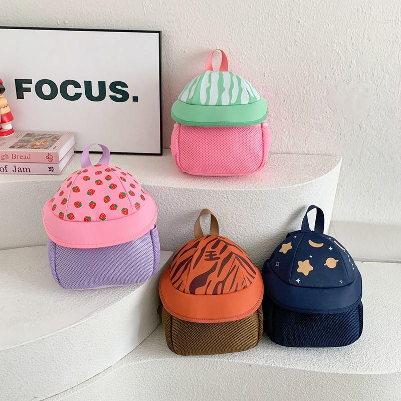 2025 Cute Cartoon Fruit Hat Kindergarten Backpack for Boys & Girls