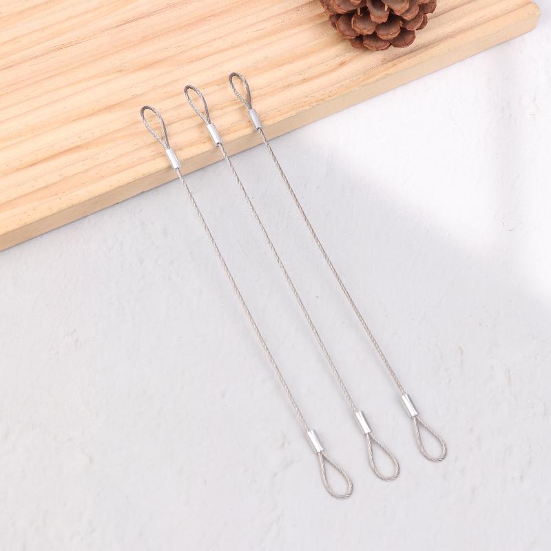 3 Pcs Safe 20Cm Safety Security Cable Wire Stainless Steel Sliver Stage Lights Rope Double Loop Daily