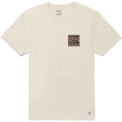 Vans Ss22 Leopard Print Solid Color Round Neck Short Sleeve T-Shirt Unisex Tops Beige VN0A7PJV3KS