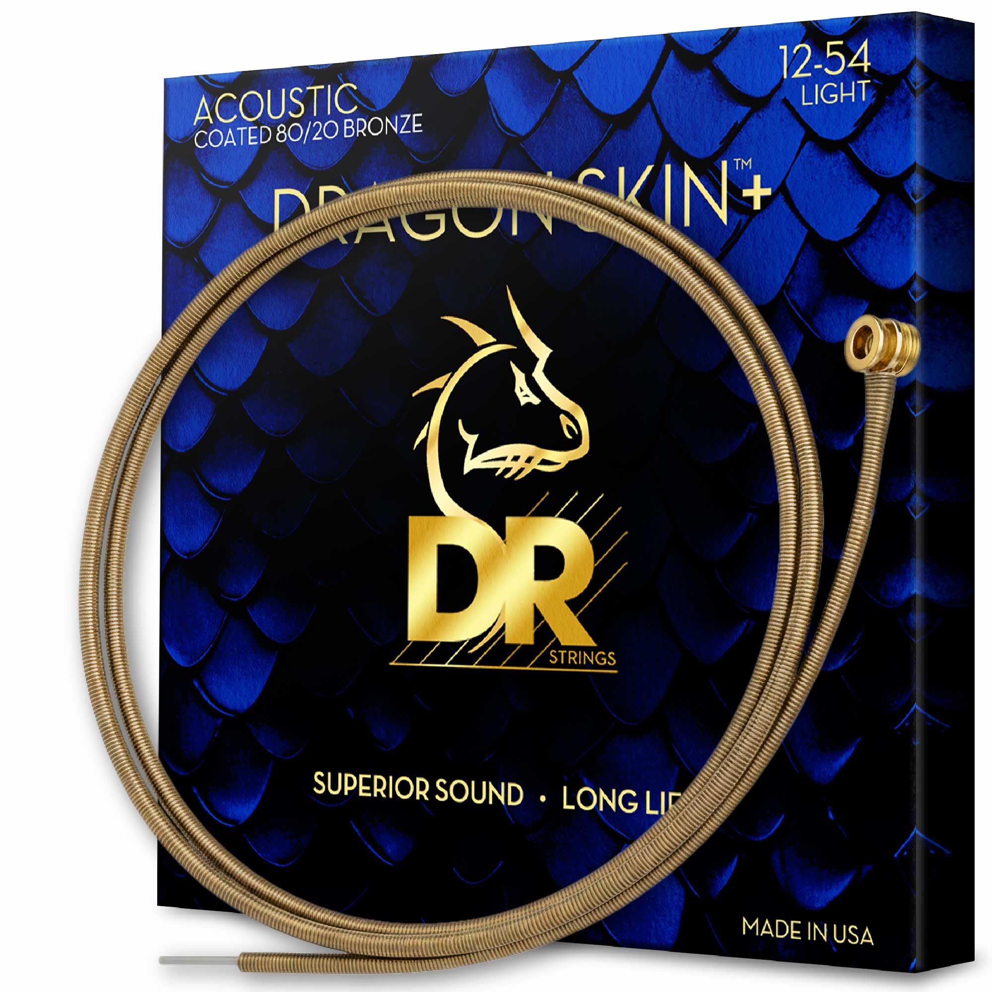 

DR Strings DRAGON Acoustic Guitar SKIN+ Strings, 80/20 Bronze, DA8-12 чёрный