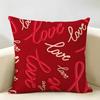 Red Small Heart Symbol Love Cushion Cover Durable Hypoallergenic Organic Linen Short Pillow Cover Washable
