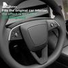 Italian Top Suede for Tesla Model 3 Highland 2025 Model Y Juniper 2025-Up Steering Wheel Trim Cover Protect Sticker Interior