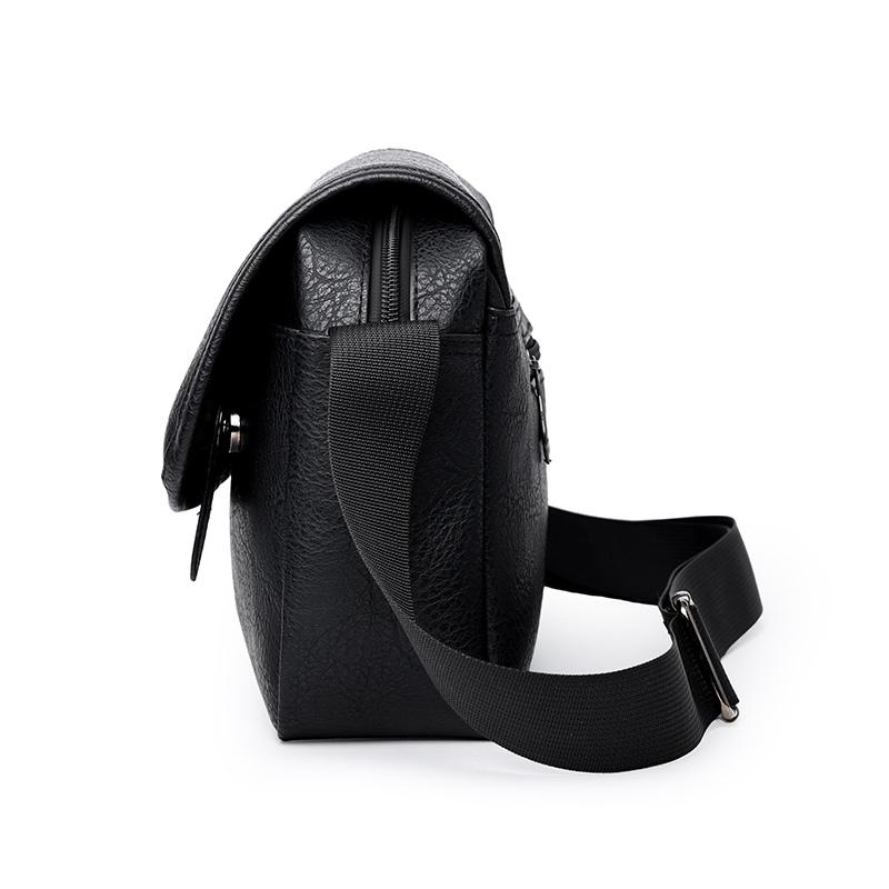 Men's Crossbody Bag Soft Leather Shoulder Bag Business Small Satchel Student Messenger Bag