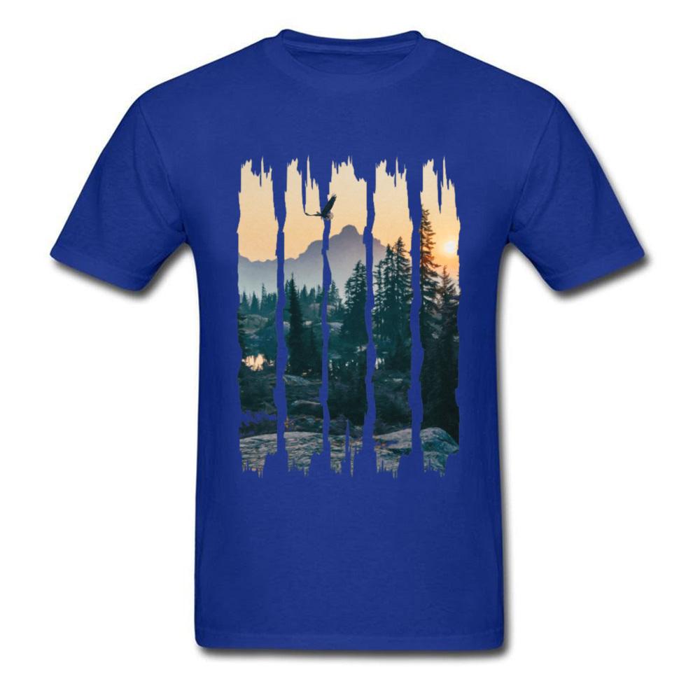 Chinese Style Natural Landscape Mountain Design T Shirt Stylish Fashion 3d Picture Tshirts For Unisex Round Collar Cotton Tshirts