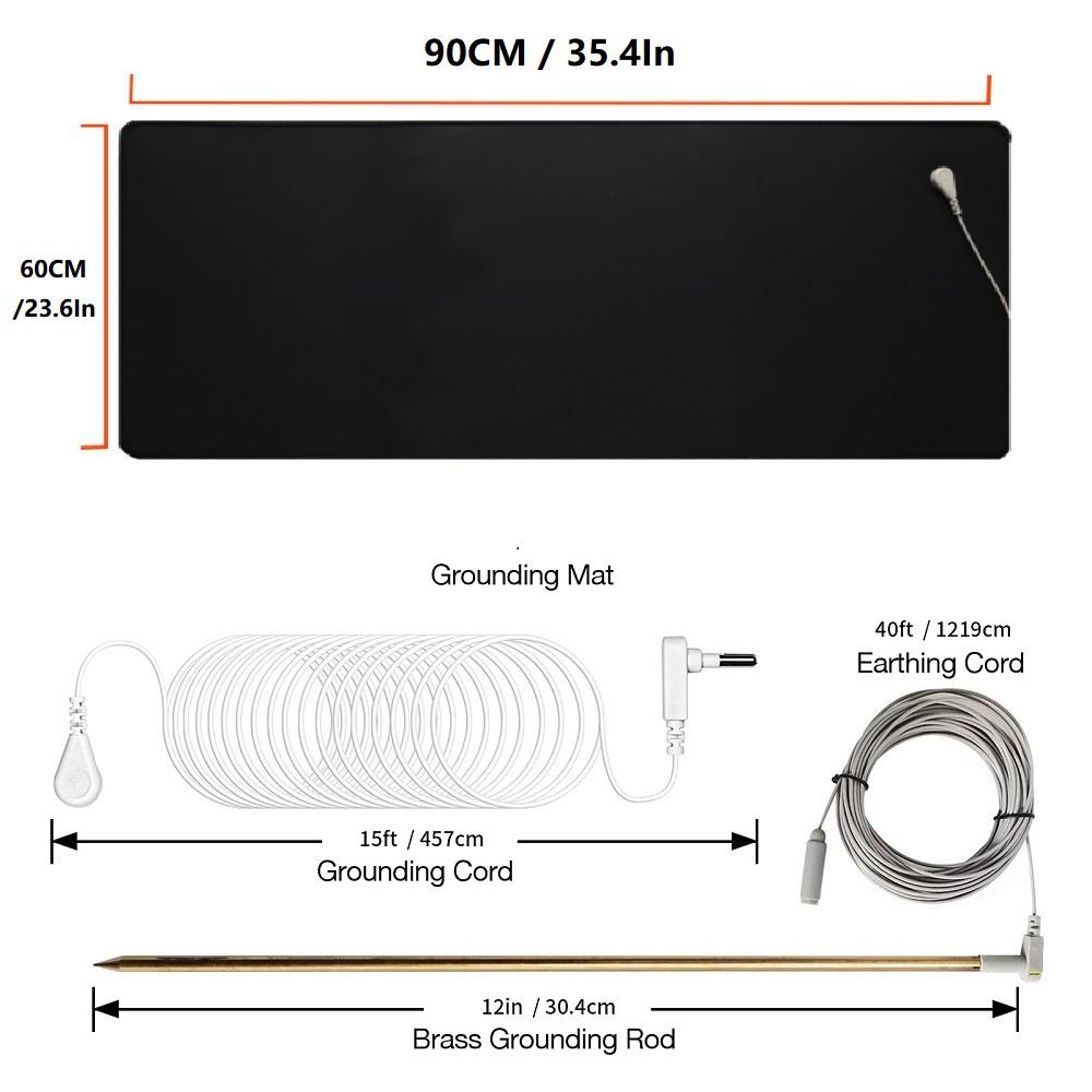 Grounding Mat 60*90CM with Copper Grounding Rod Connect to Earth EMF Recovery,for Foot Therapy, Universal Conductive Grounding Sleep Mat