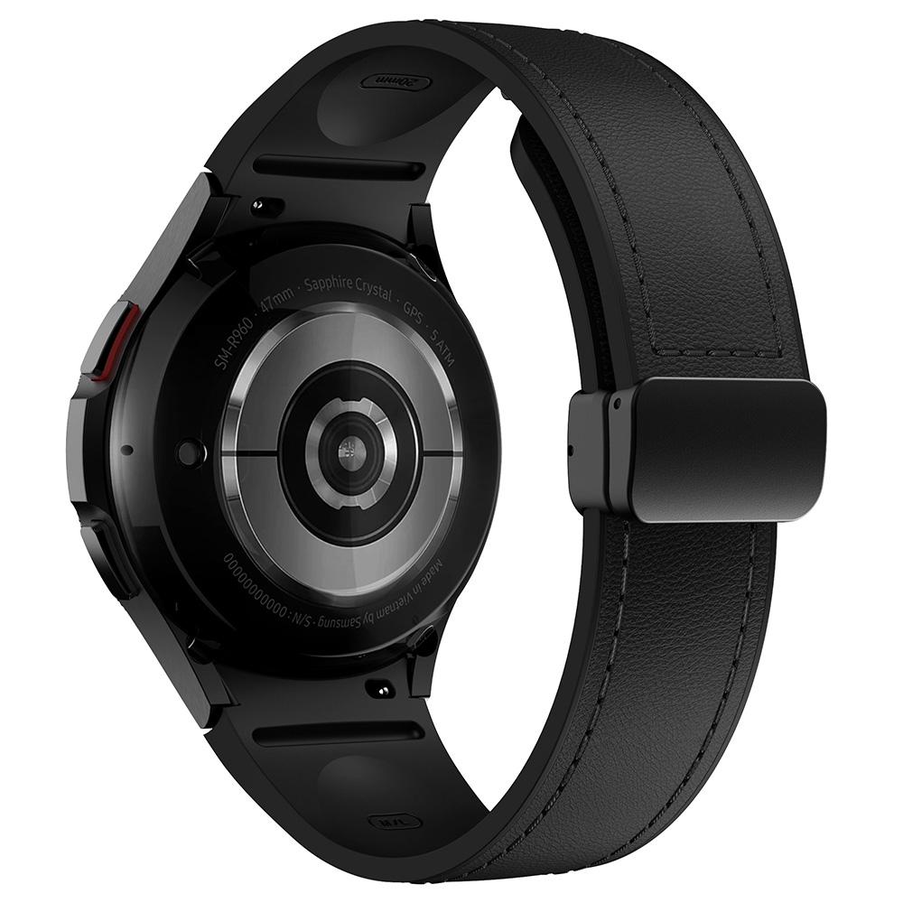 For Samsung Watch FE 40mm/Watch4 Classic Active/Watch 5/Watch6 Classic Silicone+Leather Band Smartwatch Strap