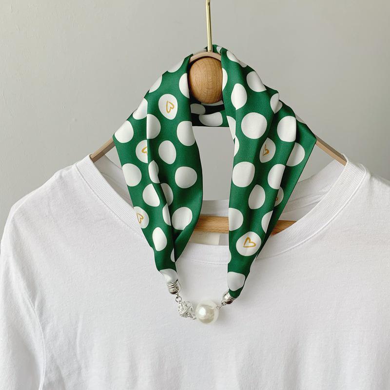 Lazy Magnetic Buckle Summer Scarf with Pearl Necklace Decoration for Women