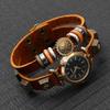 Vintage Punk Mens Leather Watch With Handmade Beaded Band Digital Quartz Wristwatch Adults